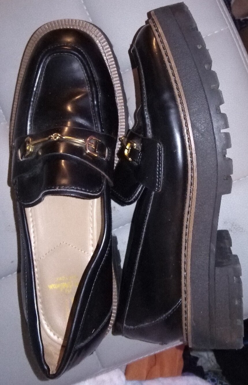 Sam Edelman Black Leather Women's Bit Loafers with Lug Sole